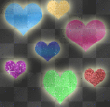 Glitter Love Hearts (black background)
