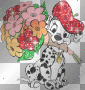 cute dalmatian with flowers