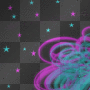 pink black teal stars bg