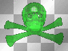 green spinning skull