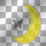Quartier de lune jaune et étoile argentée