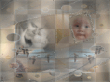 papa et bébé sur fond beige