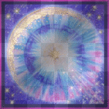 cercle dégradé bleu blanc rose doré