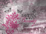 Flowers & Butterflies Pink Background