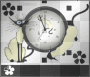 Cat clock black white flower