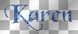 Karen blue glitter tag
