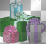Christmas presents blue green glitter