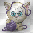Petit chat avec pelotte de laine