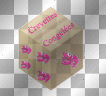 Le carton de crevettes congeler