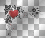heart, red, black, flowers, deco