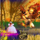 People and fairy stamps