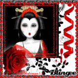 Oriental Red Black and White