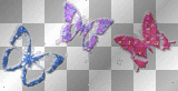 butterflies pink, blue and purple