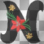 ALPHABET LETTRE FLEURS NOIR N