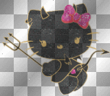 black hello kitty pind devil - pink bow 