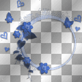 Deco Scrap Flower & Hearts Frame~Dark-Blue