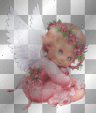 ♥sweet baby angel wings pink flowers bow ribbon glitter/²u