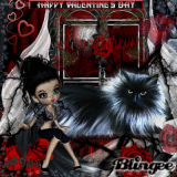 Gothic Valentine Cat With Girl