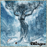 Tree woman in a cold winter