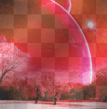 Winter fantasy animated background,pink/red.