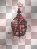Fantasy bird cage with Butterflies,red.