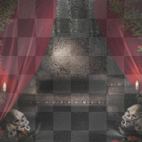 Goth gothic horror red black room skulls background-NatashaOoak