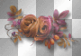 AUTUMN DECORATION FLOWERS ROSE PINK ORANGE LEAVES