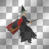witch with cat broom 