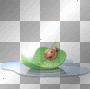 Funny lady bug red green leaves
