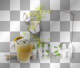 Frame butterflies flower glass yellow green