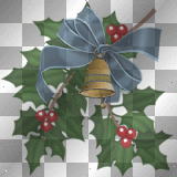 CHRISTMAS RED BALL GREEN LEAVES GOLD BELL BLUE BOW