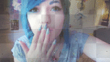 Emo girl blue kiss so cute 