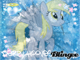 Flashy Derpy Hooves in a Blue Background