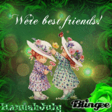Vintage little girls playing dress up: Best friends