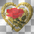 Gold Heart With Red Rose